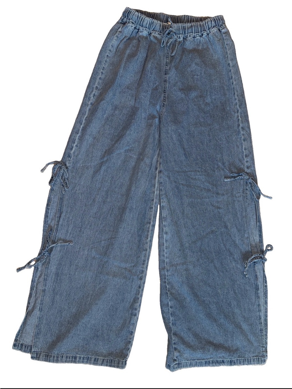 Wide Leg Blue Denim Tie-Detail Jeans for Women Miou muse